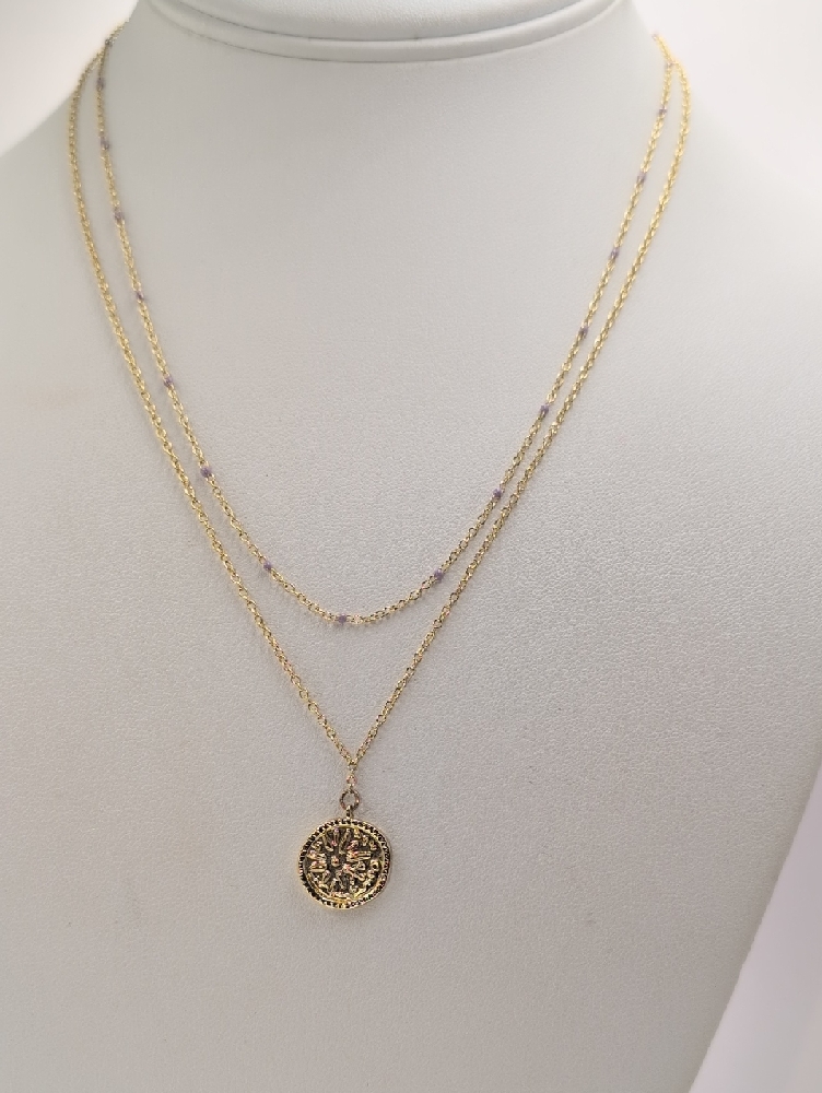 Gorjana Gold Double-Layer Coin Pendant Necklace B5 55$